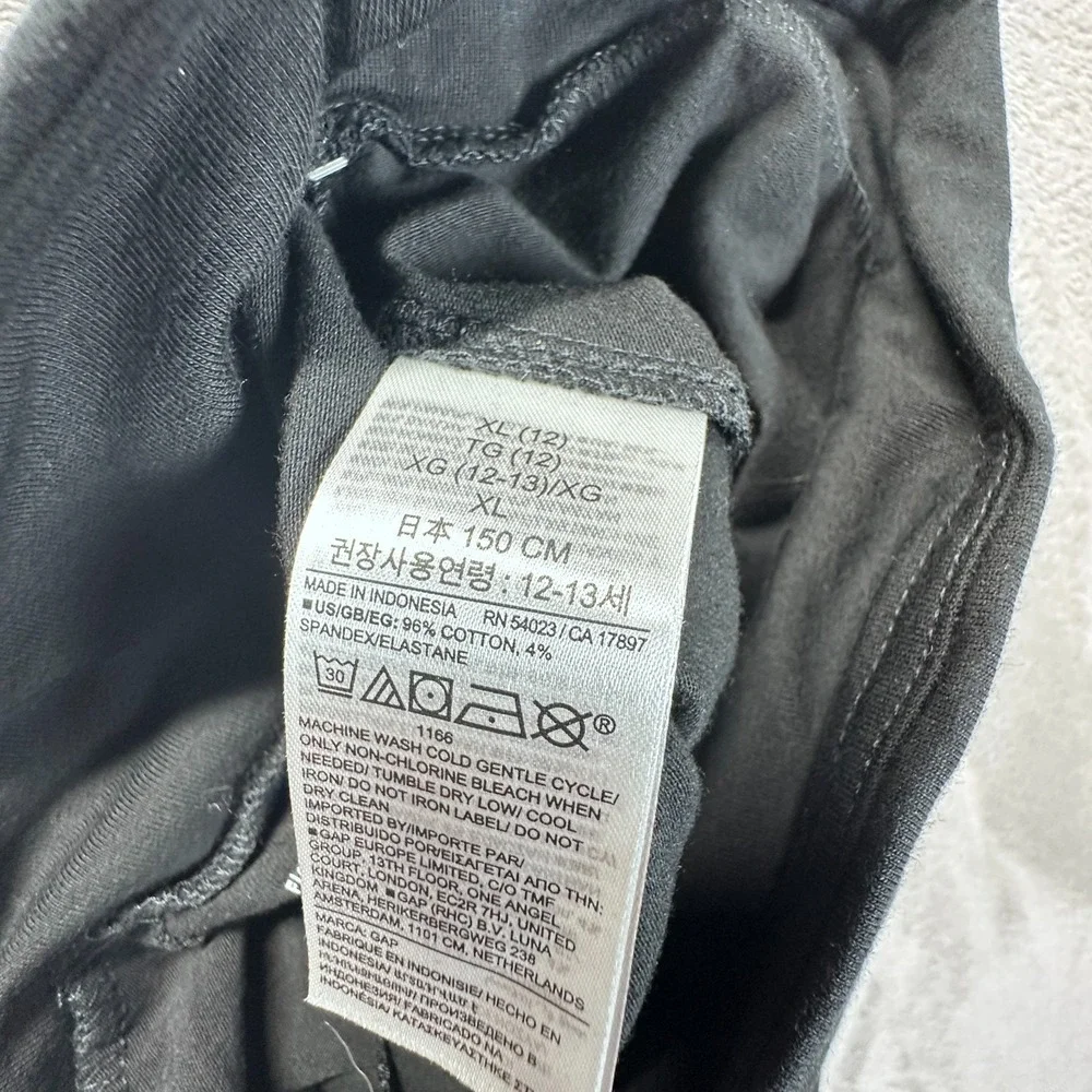 Gap Kids Flare Leggings Girls XL 12 Black Cotton Stretch Elastic Waist Pull On